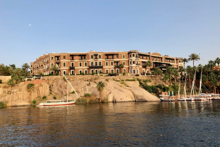 The Old Cataract Hotel, a Victorian-era hotel on the bank of the Nile in Aswan, Egypt.