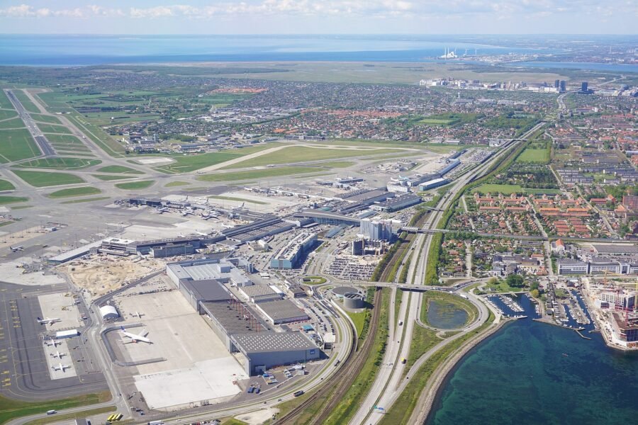 Copenhagen Airport seen from the air.