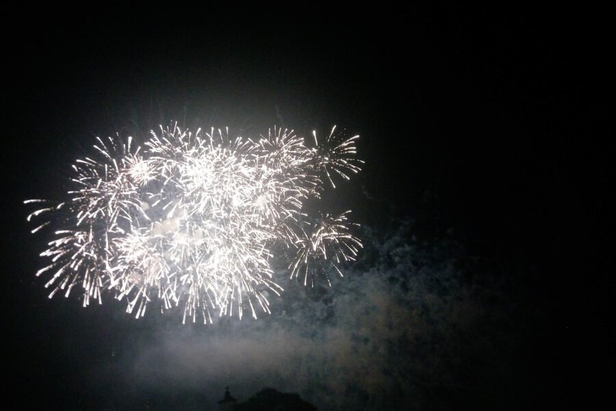 Fireworks over Alexandra Palace in north London.