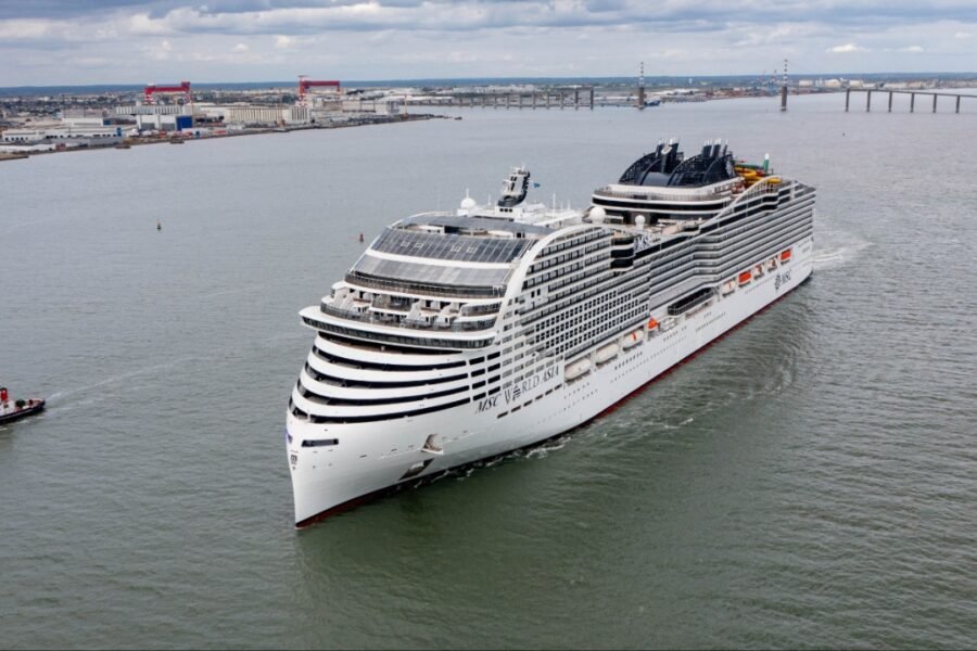 MSC World Asia, MSC Cruises' third World Class ship, at sea.
